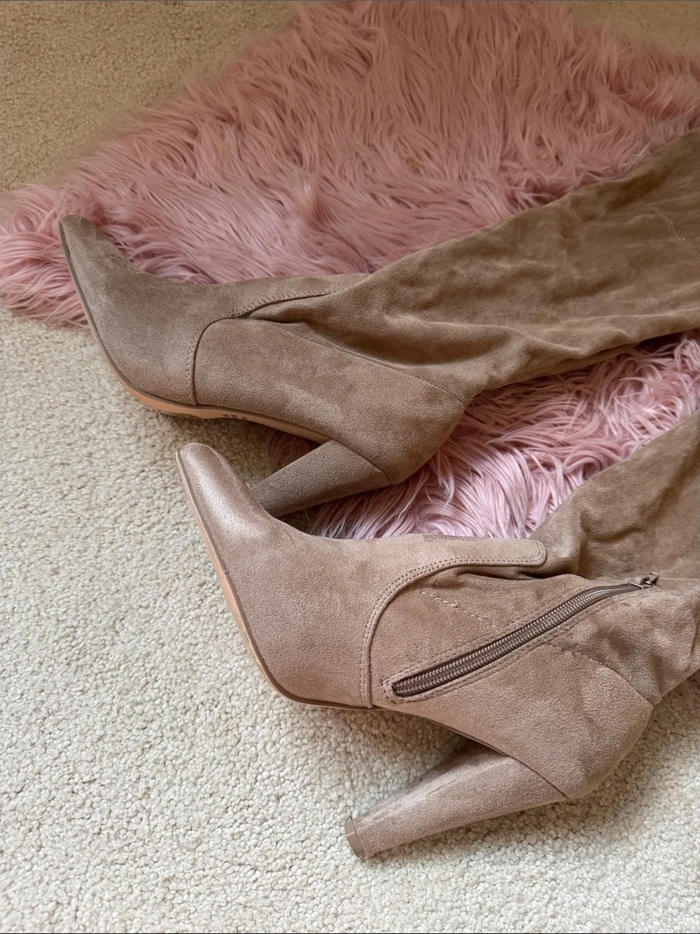 Forever 21 Taupe Over-the-Knee High Heel Boots